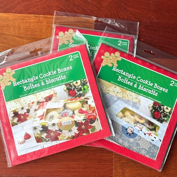 6 Holiday Cookie Boxes with Stickers - NWT - Picture 1 of 11